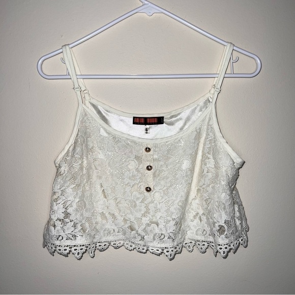 Love Tree Cropped Lace Cream Spaghetti Strap Lined Shirt Size Small - Picture 7 of 11